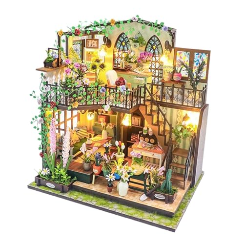 MagiDeal DIY Miniatur-Puppenhaus aus Holz, handgefertigt, Puppenhaus-Dekor, Miniatur-Gartenhaus mit Möbeln für Kinder, Jungen, Mädchen, Erwachsene von MagiDeal