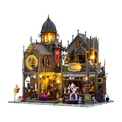 MagiDeal DIY-Puppenhaus-Bausatz, Miniatur-Puppenhaus, mit LED-Lichtern, Puppenhaus-Zubehör aus Holz, Baupuzzle, für Kinder und Erwachsene als Geschenk von MagiDeal