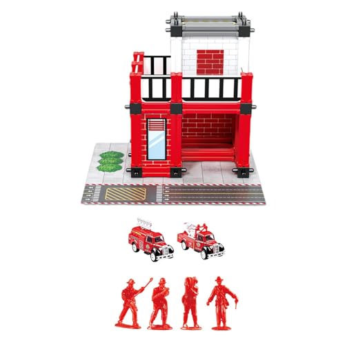 MagiDeal Feuerwehr-Bausatz, 3D-Puzzle, Feuerwehr-Center-Spielset, DIY-Zusammenbau für Modelleisenbahn, Mikrolandschaft, 94 STK von MagiDeal