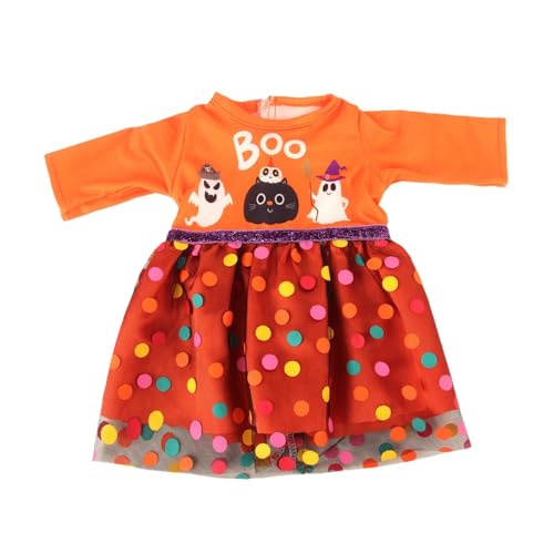 MagiDeal Halloween-Puppenkostüm, 18-Zoll-Mädchenpuppenkleidung, robuste, kreative Mode-Mädchenpuppe, Halloween-Kleid, Puppenzubehör für Cosplay, Orange von MagiDeal