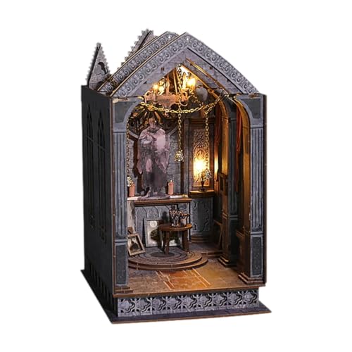 MagiDeal Hölzerne Miniatur-Puppenhaus-Bausätze, 3D-Holzpuzzle, Schreibtisch-Dekoration, einfach zusammenzubauen, gotisches Kirchenmodell, Geschenk für Jungen von MagiDeal