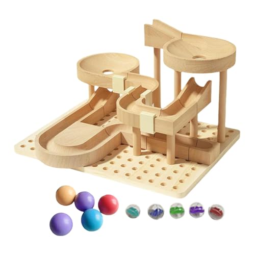 MagiDeal Hölzerne Murmelbahnblöcke, Konstruktionsspielset STEM Lernspielzeug Marmorlabyrinth Spielzeug Holzbausteine ​​​​Spielzeug für Kinder Kinder, Trackball von MagiDeal