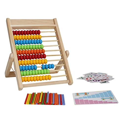 MagiDeal Hölzernes Rechenbrett Klassisches Zählwerkzeug mit 100 bunten Perlen Kinder Lernen Mathe Lernspielzeug Zählrahmen Lernspielzeug für Kinder, 8 cm x 21 cm von MagiDeal