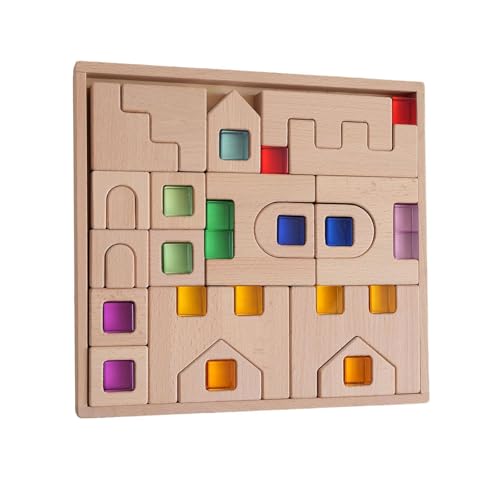 MagiDeal Holzbausteine, Acryl-Edelstein-Block-Set, Früherziehung, sensorisches Training, leichtes Lernspielzeug, Stapelspiel für Kinder von MagiDeal