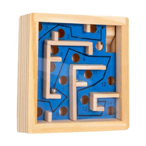 MagiDeal Holzlabyrinth-Brettspiel, Aktivitätsbrett, Puzzle, logisches Spiel, Marmorlabyrinth, rollendes Kugellabyrinth für Jungen und Mädchen, Kinder und, Blau von MagiDeal