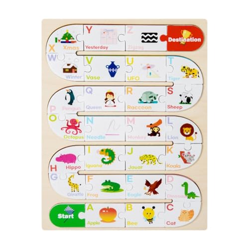 MagiDeal Holzpuzzle Alphabet Puzzle Holz Lernpuzzle Kinder Lernen Lernspielzeug für Kinder Jungen Mädchen, Tier von MagiDeal