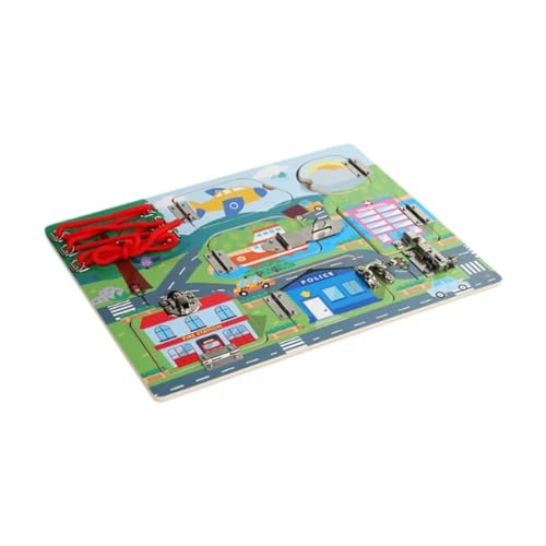 MagiDeal Holzriegel, Busy Board, sensorisches Brettspiel, Entwicklungsspielzeug, Übung, pädagogisches Lernen, Geschicklichkeitsspielzeug, Aktivitätsbrett für von MagiDeal