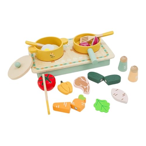 MagiDeal Holzspielkochset, Treat Play Kitchen Accessoires, Bildung, Rollenspielkochspielzeug, für Kinder Kindergeburtstag Geschenk von MagiDeal