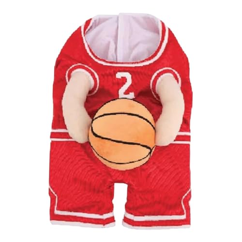 MagiDeal Hunde-Basketball-Kostüm mit Ball, Haustier-Cosplay-Kostüm, Hundekleidung, Halloween-Zubehör für Haustiere für Halloween, Festival, Urlaub, Rot, L von MagiDeal