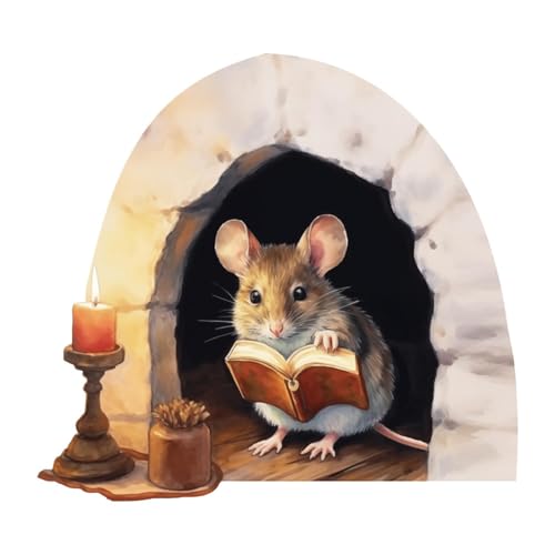 MagiDeal Maus -Lesebuch im Maus -Loch -Wandaufkleber -Aufkleber -Aufkleber PVC Wallpaper Innenkunst Wandbild für Schrank Kindergarten Restaurant Esszimmer von MagiDeal