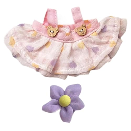 MagiDeal Mini Puppenkleidung,Puppenkleid Set,Stylisches Hosenshirt,Süße Kostüme,Mädchen Puppenkleidung,Süße Puppenkleidung Anzug für Anhängerpuppe, rosa Rock von MagiDeal