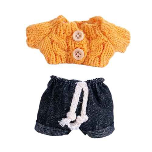 MagiDeal Mini-Puppenkleidungsset für 15 cm, Oberteil und Hose für Mädchen, Bequeme gestrickte Kleidung, Accessoire, Geschenk für kleine Mädchen, Orange von MagiDeal