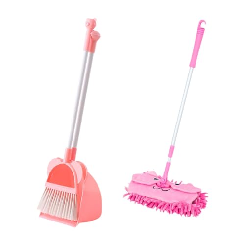 MagiDeal Mini mit Dustpan Mopp für Kinder, Kinderputzwerkzeuge für Kinderkeeke, Niedliche Kleinkinder Set für Kindergärtnerinnen, Mädchen, Mädche, rosa Mopp von MagiDeal