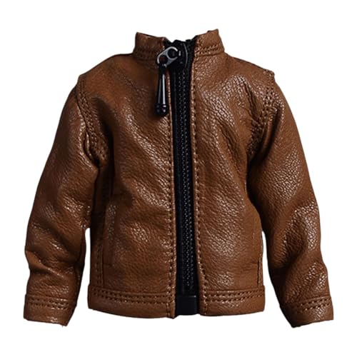 MagiDeal Mode 1/12 PU Lederjacke, handgefertigte Puppenkleidung, Miniaturbekleidungskostüm für 6 -Zoll -Actionfiguren Accessoires, Braun von MagiDeal