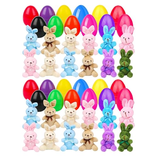 MagiDeal Osterei und Plüsch Spielzeug Set Home Decor Bunny Dolls Dekorativ Leichtes Hauswarming Geschenkkollektion Party Gefälligkeiten, 24 Set von MagiDeal