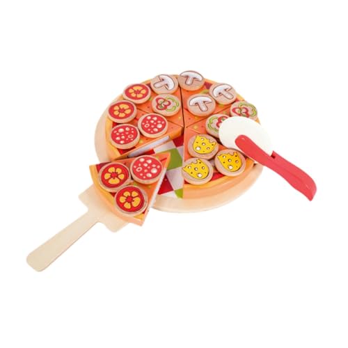 MagiDeal Pizzaspielzeug aus Holz, Küchenzubehör, Lernspielzeug, Rollenspiel, pädagogisches Schneiden, Essen, Spielspielzeug, Küchenspielzeug für Kinder von MagiDeal