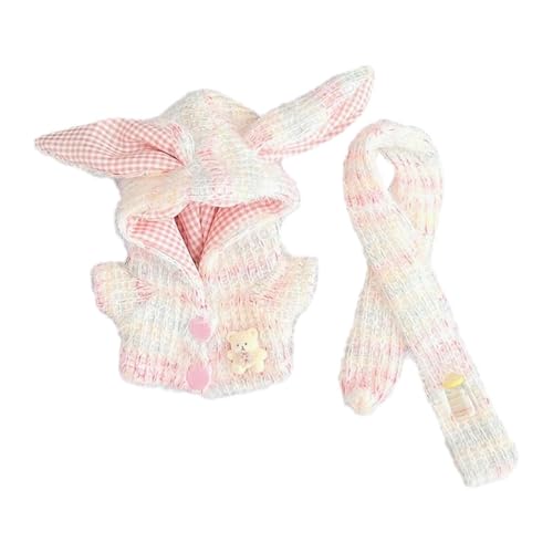 MagiDeal Plüsch-Puppenkleidung für 15–17 cm große Puppen, Puppen-Outfit, Kapuzenpullover mit Schal, Kuscheltier-Kleidung, Anzieh-Puppenkleidung, Cartoon , Bunt von MagiDeal