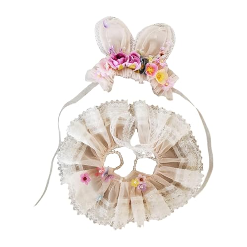 MagiDeal Plüsch-Puppenkleidung für 15–17 cm große Puppen, süßes Feenkleid mit Haar-Accessoire, stilvolles, modisches Plüsch-Puppenzubehör, Foto-Requisiten, Rosa Ohr von MagiDeal