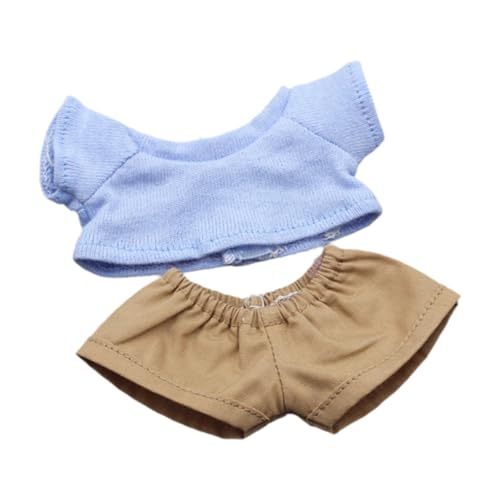 MagiDeal Plüschfigur, Kurzarm und Hose, zum Basteln von Puppen zum Selbermachen, Foto-Requisiten für Kinderkostüme, zum Verkleiden für die Fantasie, 15 cm, Blaues Shirt von MagiDeal