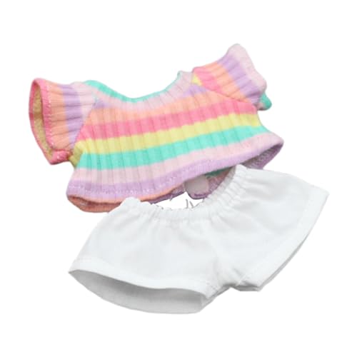 MagiDeal Plüschfigur, Kurzarm und Hose, zum Basteln von Puppen zum Selbermachen, Foto-Requisiten für Kinderkostüme, zum Verkleiden für die Fantasie, 15 cm, Gestreiftes rosa Hemd von MagiDeal