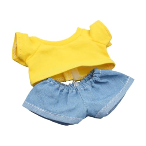 MagiDeal Plüschfigur, Kurzarm und Hose, zum Basteln von Puppen zum Selbermachen, Foto-Requisiten für Kinderkostüme, zum Verkleiden für die Fantasie, 15 cm, gelbes Shirt von MagiDeal