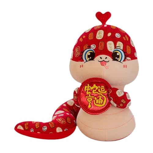 MagiDeal Plüschspielzeug, Neujahrsschlangenpuppe, kreative Soft Decoration Tier Stoffed Snake Figur Puppe für das chinesische Neujahr, Rot, 20 cm von MagiDeal