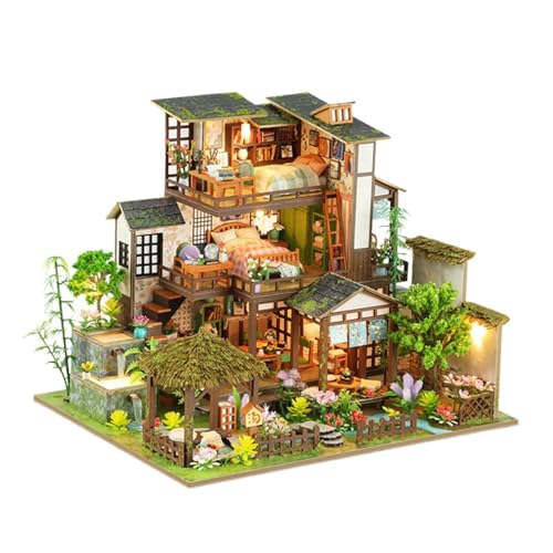 MagiDeal Puppenhaus DIY Miniatur-Bausätze Miniatur-Gartenhaus Kreative kleine Bausätze mit Zubehör Mini-Hausmodell für Erwachsene von MagiDeal