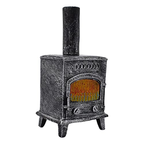 MagiDeal Puppenhaus Im Maßstab 1:12, Metallofen mit Langem Kamin, Küchenszene, Langlebig, Schwarz1, 5 x 4 x 10,2 cm von MagiDeal