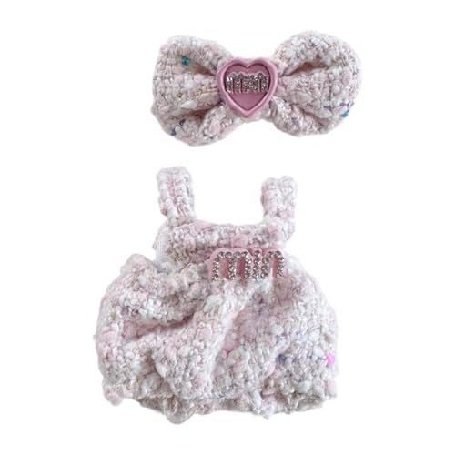 MagiDeal Puppenkleidung, Mini-Plüsch-Puppenkleidung mit Schleife, Foto-Requisiten, Kindergeschenke, Anzieh-DIY-Accessoires, Puppenanzüge, Overall für Labubu, Style A von MagiDeal