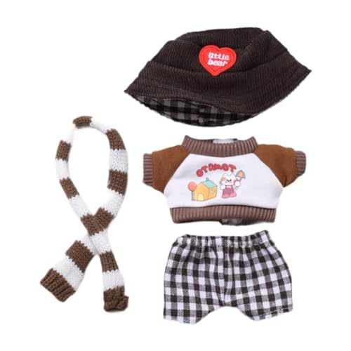 MagiDeal Puppenkleidung, Miniatur-Kostümzubehör, weiches Puppen-Oberteil, Hosen-Outfits, Jungen-Puppenkleidungsset, für 17 cm große Puppen, Stofftier, Schal-Set von MagiDeal