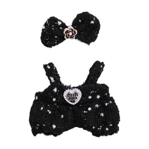 MagiDeal Puppenkleidung, Puppenoverall mit Haarschmuck, Mädchen-Geschenk, Puppenzubehör, Kostüme, Puppen-Outfit-Set für Kinder, Anhänger-Puppe, Schwarz von MagiDeal