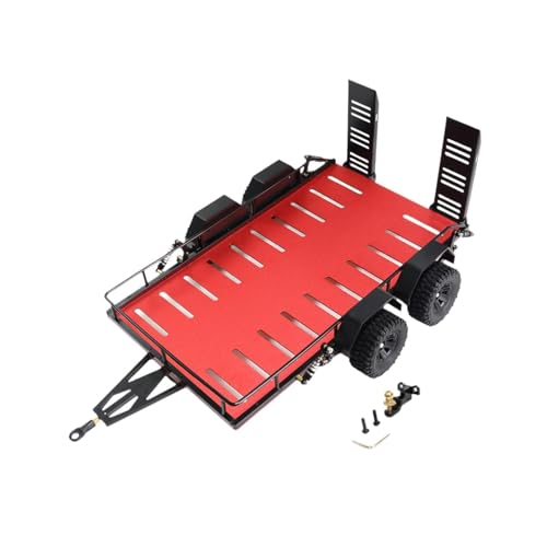 MagiDeal RC-Anhänger mit Reifen, Upgrade-Teil, Spielzeug-LKW-Zubehör, Robustes Anhänger-Zubehör fürfür 1:18 RC Crawler Hobby Trunk-Modell, Rot von MagiDeal