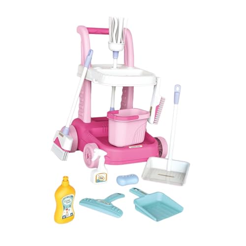 MagiDeal Reinigungsset für Kinder, Rollenspielset, kompaktes Lernspielzeug, Haushaltswerkzeuge, Haushaltsspielset für Jungen und Mädchen, Geschenk für Kinder, Rosa, Style B von MagiDeal