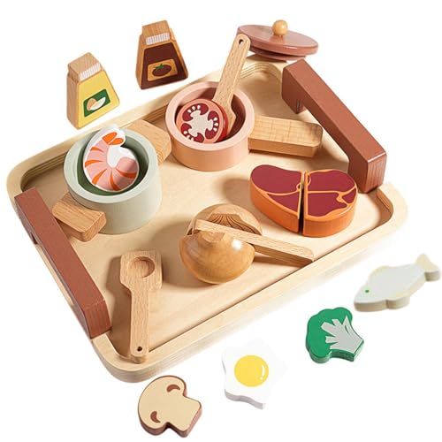 MagiDeal Rollenspiel-Set, Spielzeug, Teeparty-Set, Spielzeug, Lebenskompetenz-Simulation, Rollenspiel, Holzspielzeug, Holz-Make-up-Sets für Mädchen im Alter, Kochset von MagiDeal