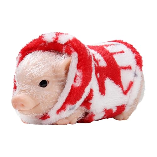 MagiDeal Schwein Reborn Schwein Spielzeug Weiche Lustige Mini Schweinchen Spielzeug Niedliche Tier Schwein Puppe für Kinder Kinder Stuffers, Rotes Kleiderschwein von MagiDeal