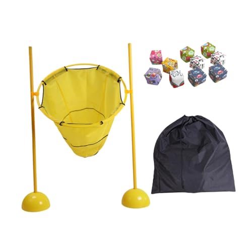 MagiDeal Sitzsack-Wurfspiel, Sandsack-Wurfspiel mit 10 Sitzsäcken, verstellbare Zielspiele für den Außenbereich, Wurfballspiel für Jungen und Kinder, Gelb von MagiDeal