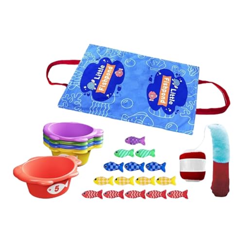 MagiDeal Stoff-Fshing-Spiel zum Zählen von Zahlen mit Stapelbechern, kreativer Spaß, Form Lernen, Farbsortierung für Kinder, Jungen, Mädchen, 1–3 Babys von MagiDeal