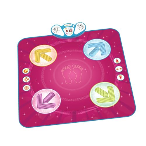 MagiDeal Tanzmatte für Kinder, elektronische Tanzmatte mit Musik, tragbar, leicht, beleuchtetes Tanzpad für Kinder, Geburtstagsgeschenke, Rose Rot von MagiDeal