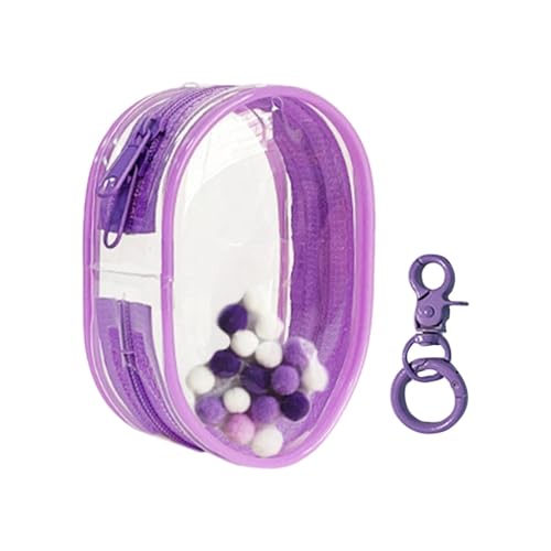 MagiDeal Tragetasche für Mini-Puppen aus PVC, durchsichtige Figur-Präsentationstasche mit Schlüsselanhänger, Mini-Puppentasche mit Reißverschluss für Minifigur, Violett rund von MagiDeal