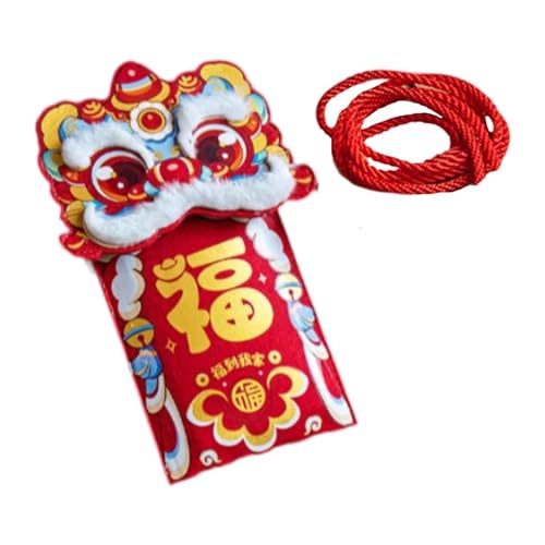 MagiDeal Umhängetasche, Stoff, rotes Paket, Geldbörse zum chinesischen Neujahr 2025, Geschenktasche zum Schlangenjahr, traditionelles chinesisches Hong Bao für, Style A von MagiDeal