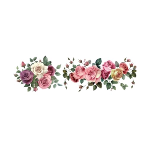 MagiDeal Wandtattoo Blumen, modernes Blumen-Wandtattoo, Wandkunst-Dekor für Schlafzimmer, Küche, Sofa, TV-Hintergrund, Wohnzimmer, Rosa von MagiDeal