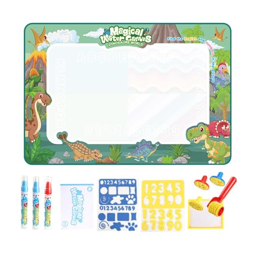 MagiDeal Wasser-Kritzelmatte, Malblock mit Stift, Aktivitätsmatte, Wiederverwendbare Mal- und Schreibtafel für Kinder im Alter von 2, 3, 4, 5, 6 Jahren, Dinosaurier von MagiDeal