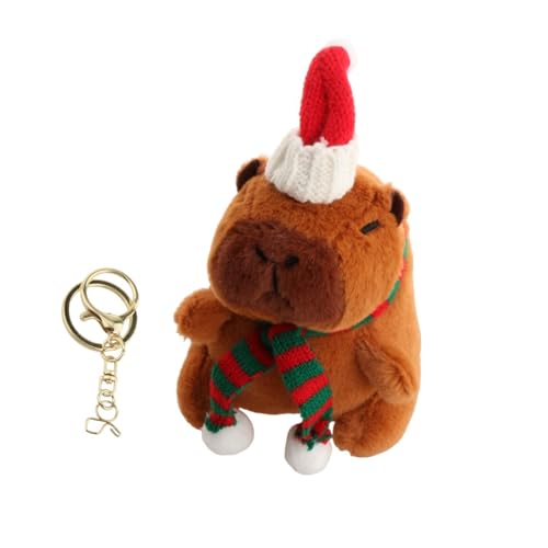 MagiDeal Weihnachts-Capybara-Plüsch-Schlüsselanhänger, Spielzeug, Capybara-Kuscheltiere, realistisch, Handtaschen-Anhänger, weicher, Goldener Schlüsselanhänger Grün von MagiDeal