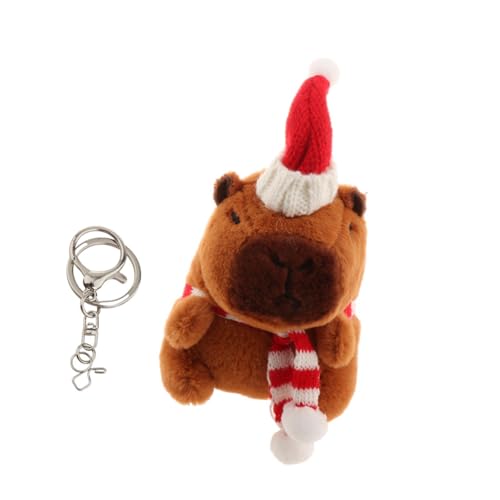 MagiDeal Weihnachts-Capybara-Plüsch-Schlüsselanhänger, Spielzeug, Capybara-Kuscheltiere, realistisch, Handtaschen-Anhänger, weicher, Schlüsselanhänger Weißer Schal von MagiDeal