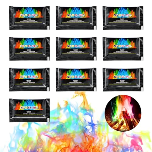 Buntes Feuer, Buntes Feuerpulver, Magic Fire Pulver, Buntes Feuer, Bunte Flamme Farbwechsel Powder Party und Halloween und Weihnachten,Feuerstellen, Kamin, Ofen, für Outdoor-Events 10X10g von MagiSel