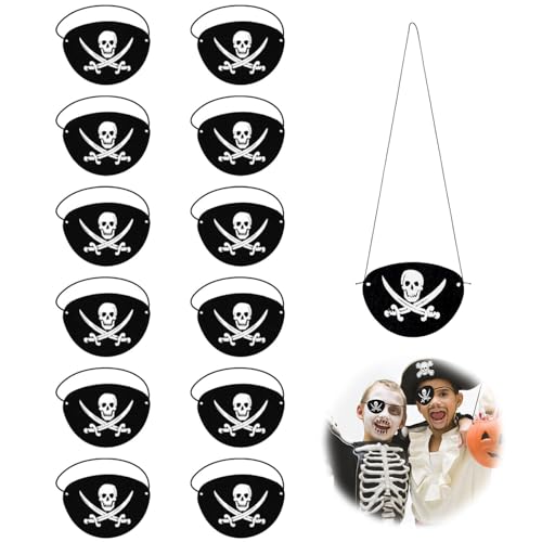 10 Stück Halloween Piraten Augen Patches, Halloween bequeme Augenmasken für Kinder Erwachsene, Pirat Filz Augenmaske, Piratenparty Augenklappen, Piraten Zubehör, Halloween Piraten Thema Party Cosplay von MagiSel