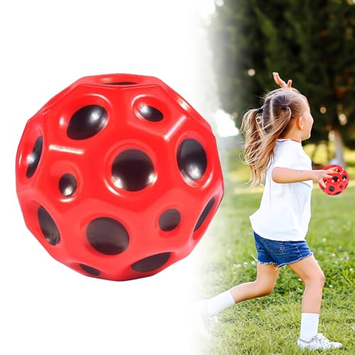 MagiSel Space Theme Bouncy Balls, Sprungball, Weltraumball, Mondball, Hüpfball, Sprungball Für Kinder, Hoher Sprunglochball, Mondball, Lavaball, Leichter Schaumstoffball Für Kinder Im Freien (Rot) von MagiSel
