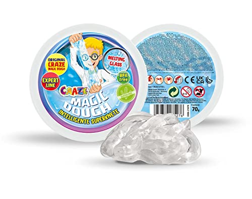 CRAZE MAGIC DOUGH Flüssiges Glas | Intelligente Knete Kinder in 70 g Dose , durchsichtig Kinderknete , hüpfende & elastich von Magic Dough