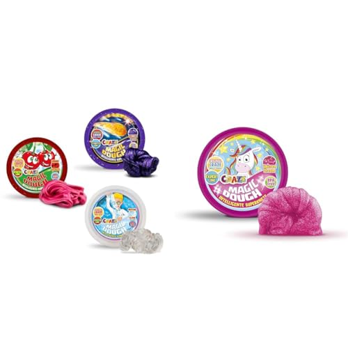 Magic Dough 3er Bundle Intelligente Knete, Magische Knete 3er Set & Intelligente Knete in 70g Dose Einhorn Knete Set von Magic Dough