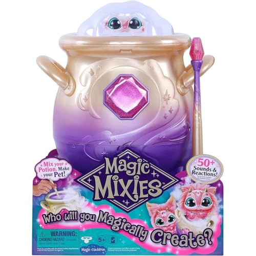 Magic Mixies Magischer Zauberkessel mit 20 cm großem, interaktivem, pinkem Plüschtier, Zauberstab und Zauberzutaten, mit echtem Nebel und 2 Spielmodi für stundenlangen Spaß von Magic Mixies